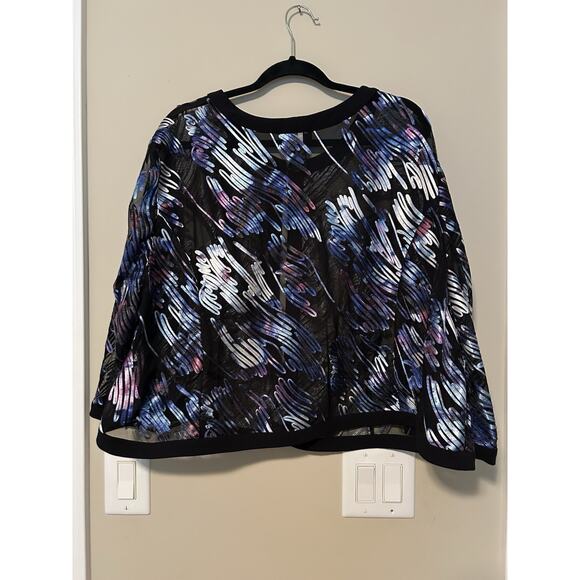 Catherines Black Label Evening Jacket Size 3X Black Abstract Semi Sheer - Picture 2 of 7